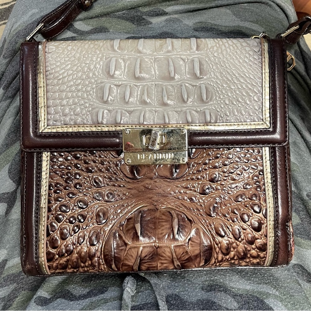 Brahmin Mimosa Crossbody Melbourne Brown and Beige